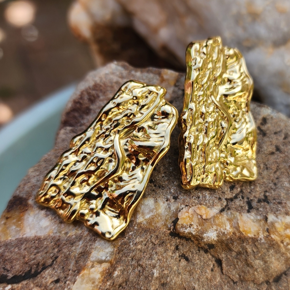 Cult gaia Earrings 18K Gold Plated Adjustable Solid Large Gold Sculptured - Picture 5 of 10